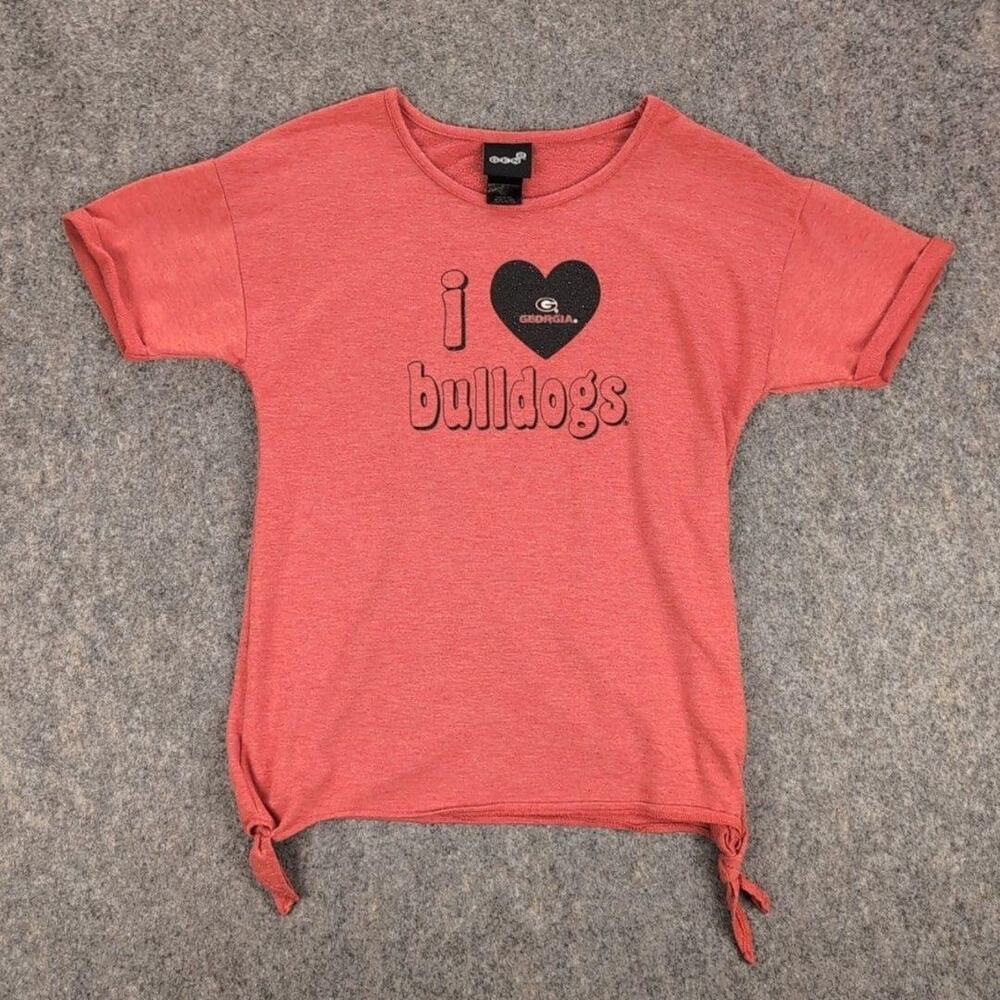 Georgia Bulldogs Shirt Girls Large Red NCAA Football GEN2 I Love Bulldogs Tee